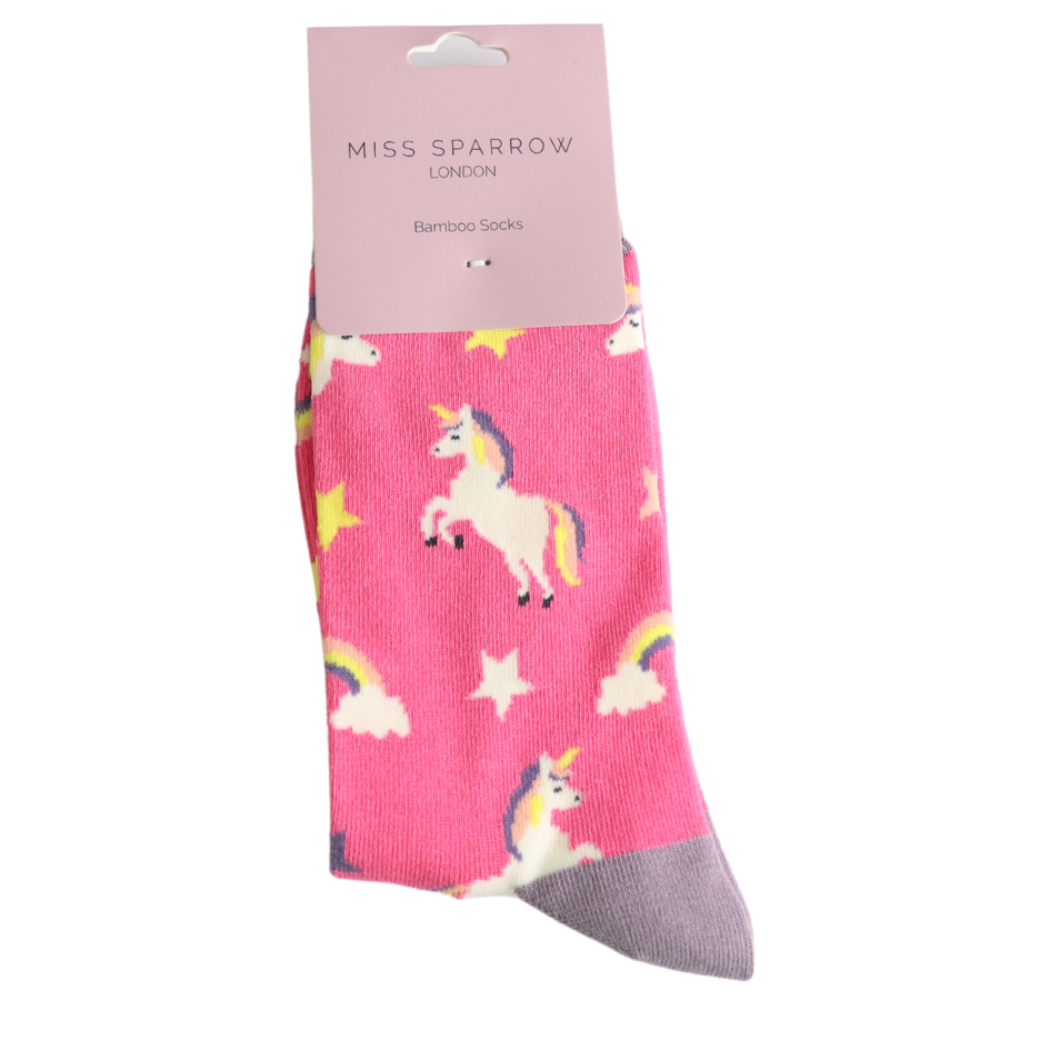 Miss Sparrow - SKS510 - Unicorns - Hot Pink - Socks