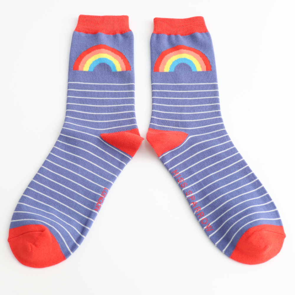 Miss Sparrow - Rainbow & Stripes - Denim - Socks