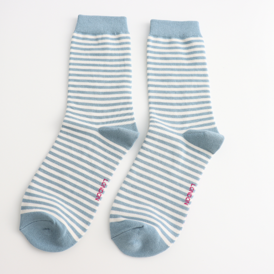 Miss Sparrow - SKS543 - Simple Stripes Socks - Light Blue