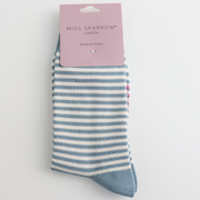 Miss Sparrow - SKS543 - Simple Stripes Socks - Light Blue