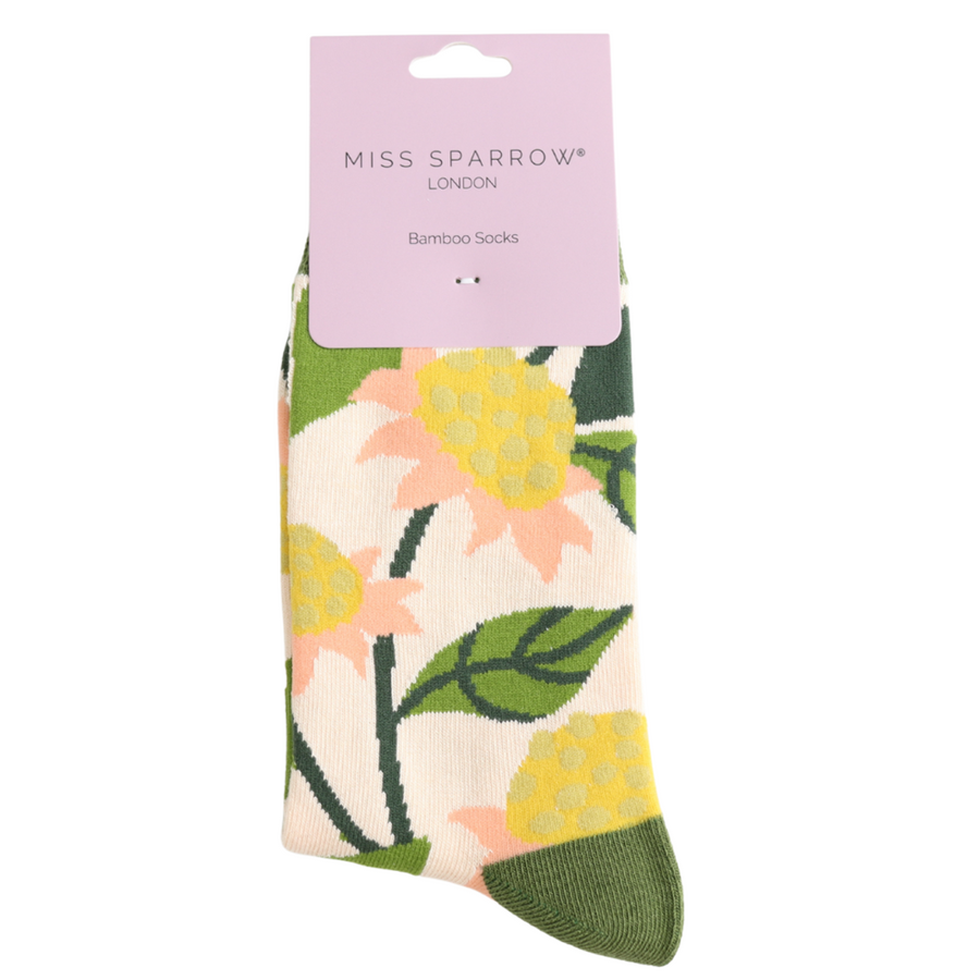 Miss Sparrow - SKS565 - Echinaceas Socks - Cream