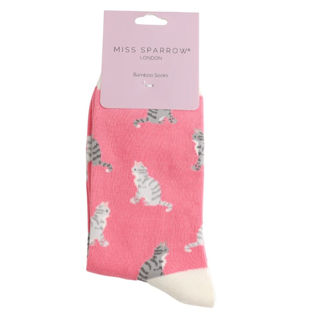 Miss Sparrow - Tabby Cats - Pink - Socks