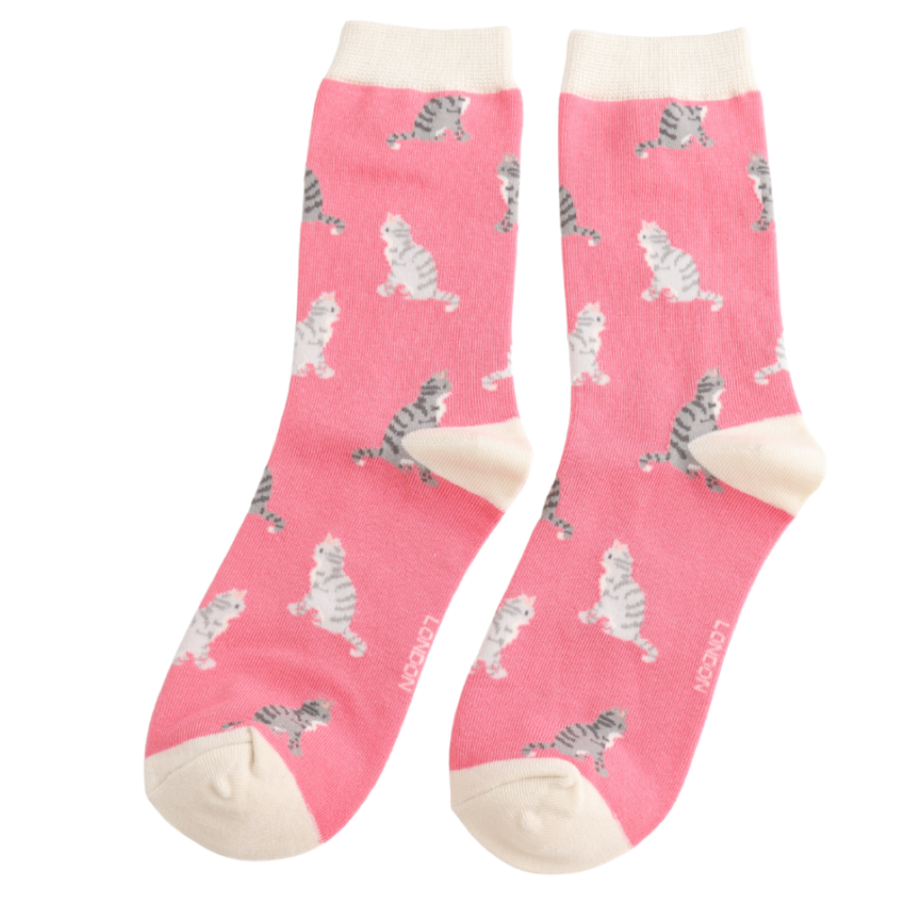 Miss Sparrow - Tabby Cats - Pink - Socks