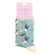 Miss Sparrow - Cool Puffins - Green - Socks