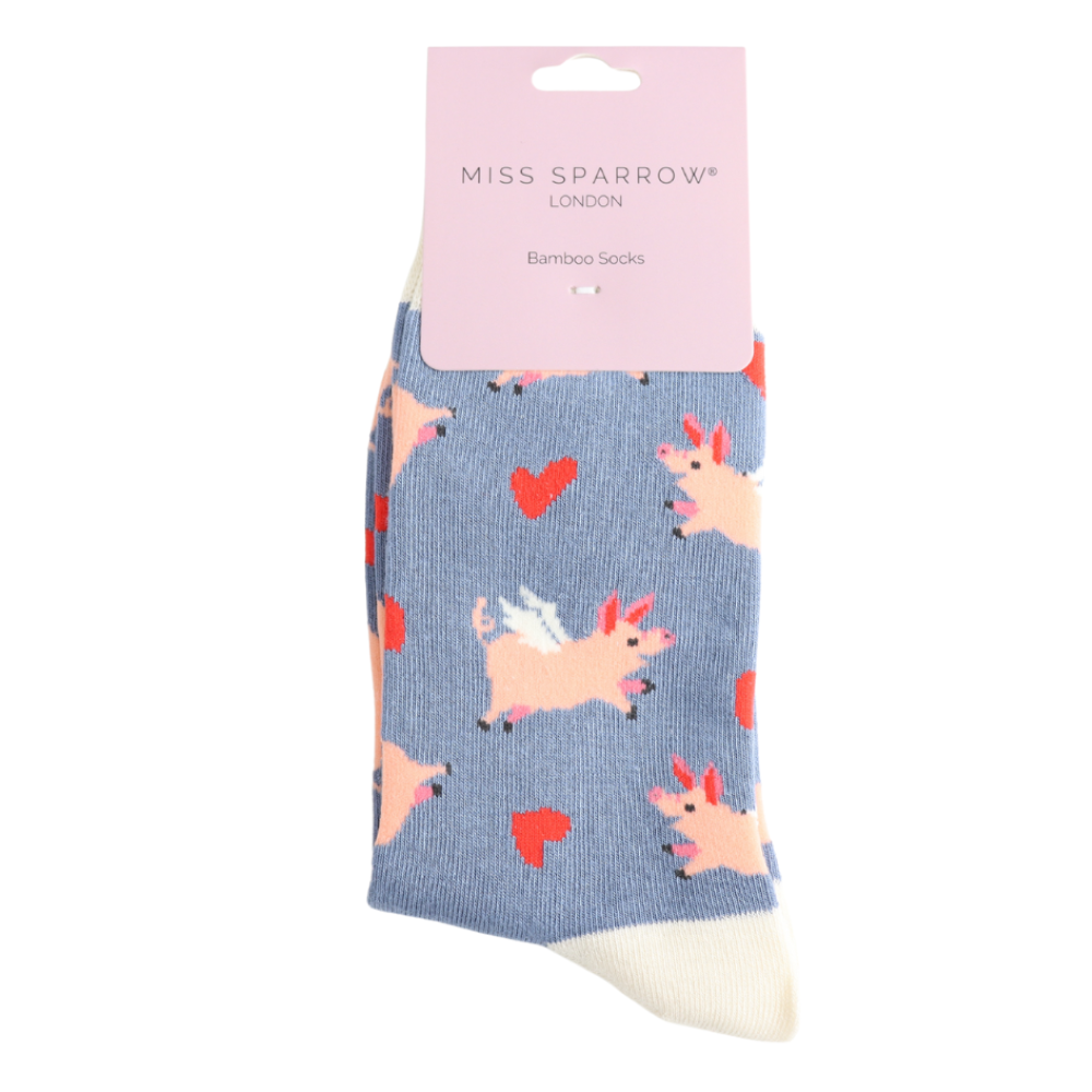 Miss Sparrow - Pigs & Hearts - Denim - Socks