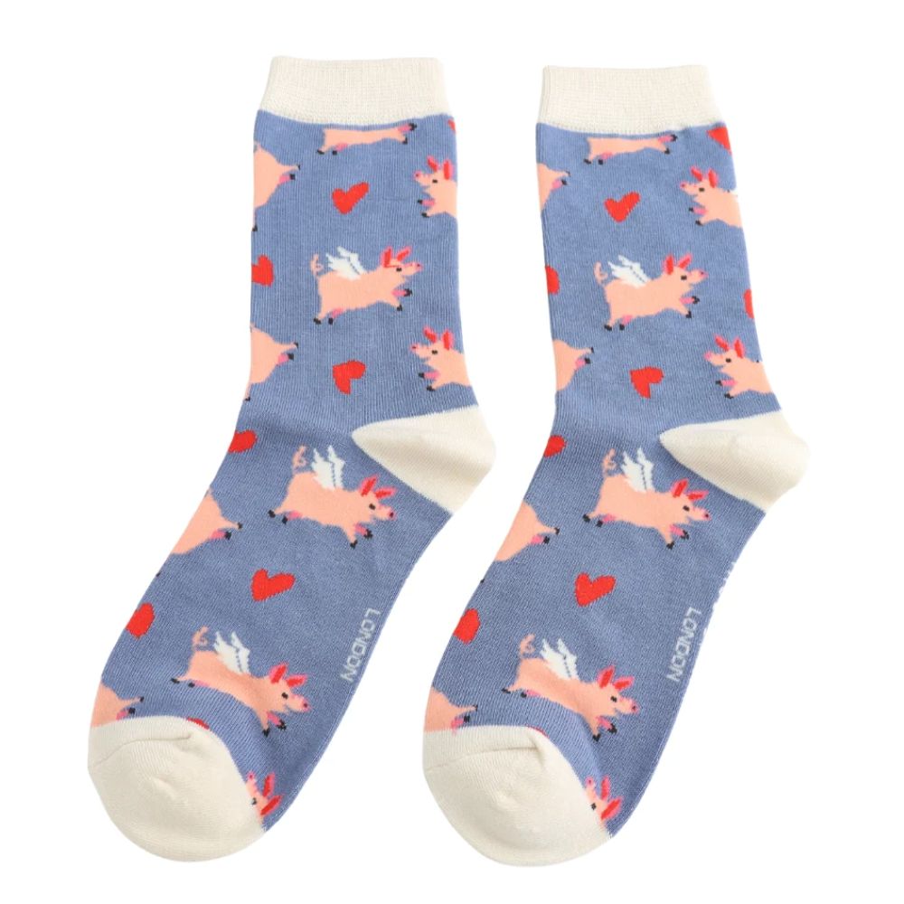 Miss Sparrow - Pigs & Hearts - Denim - Socks