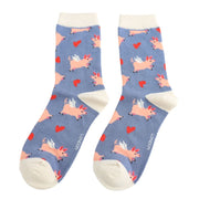 Miss Sparrow - Pigs & Hearts - Denim - Socks
