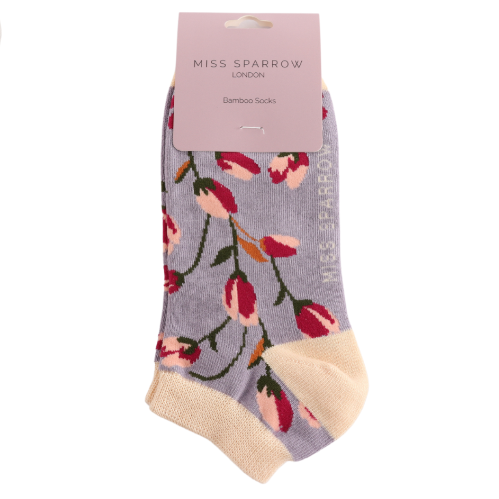 Miss Sparrow - Ditsy Flowers Trainer Socks - Lavender