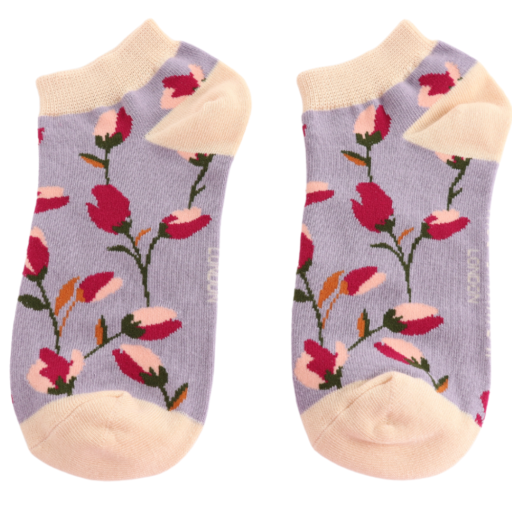 Miss Sparrow - Ditsy Flowers Trainer Socks - Lavender