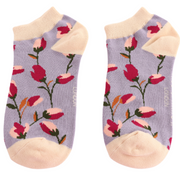 Miss Sparrow - Ditsy Flowers Trainer Socks - Lavender