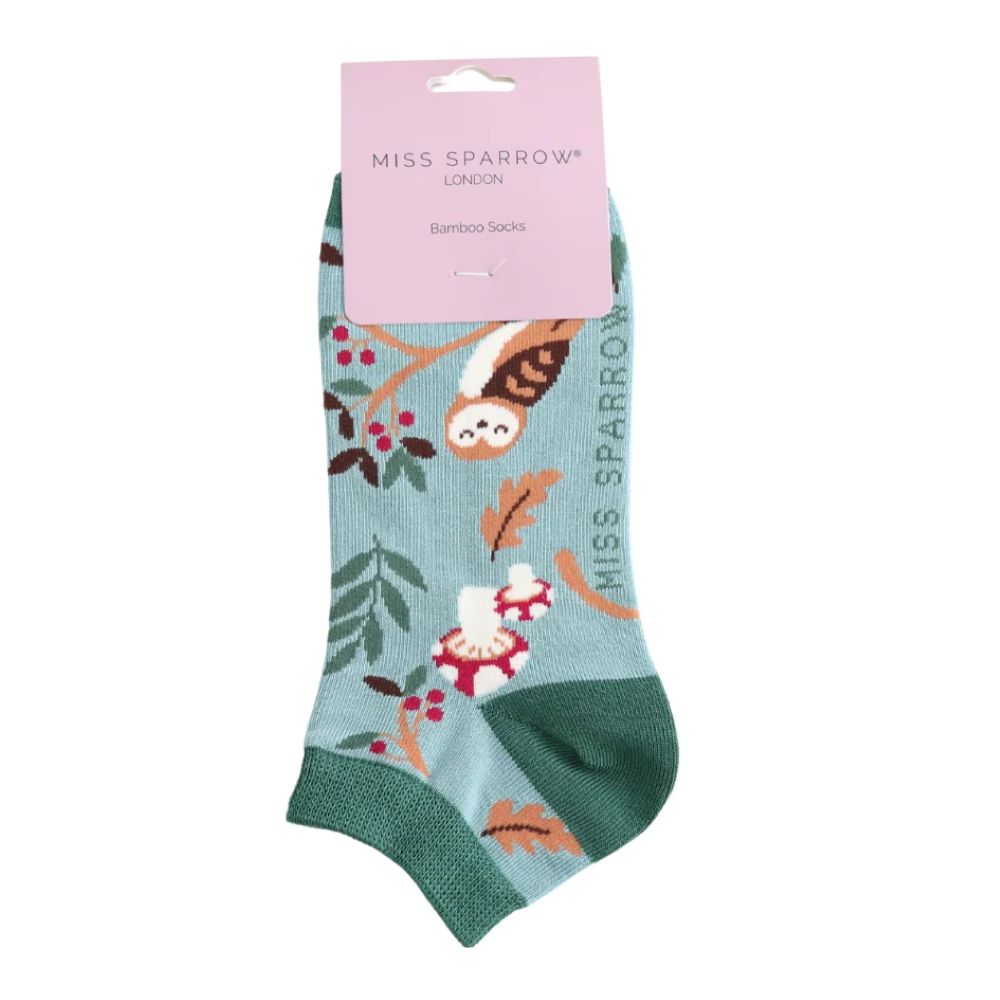 Miss Sparrow - Woodland Trainer Socks - Duck Egg