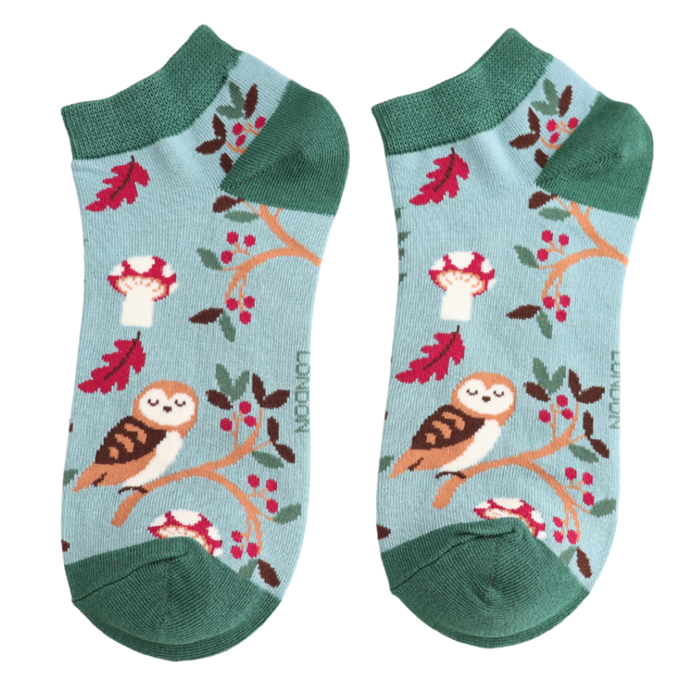 Miss Sparrow - Woodland Trainer Socks - Duck Egg