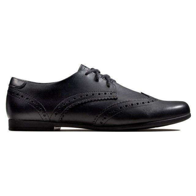 Clarks - Scala Lace Y - Black Leather - School Shoes