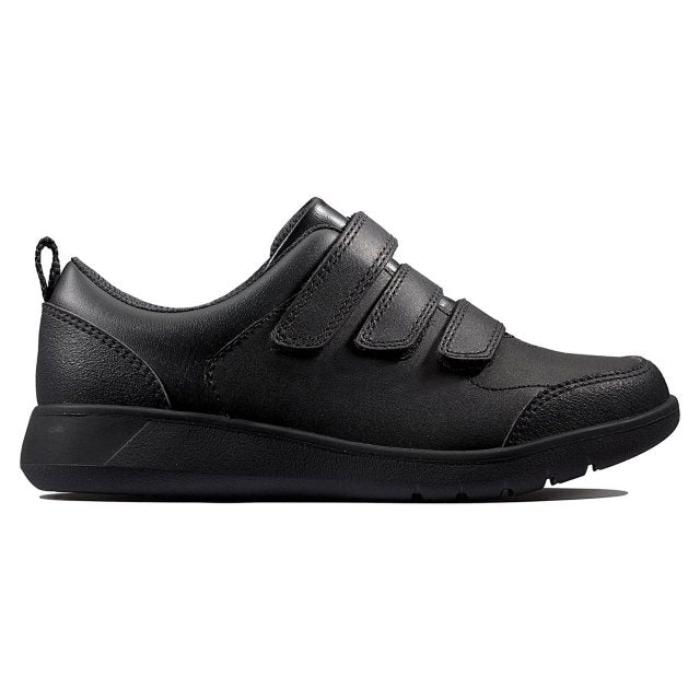 Clarks - Scape Sky K - Black Leather - School Shoes