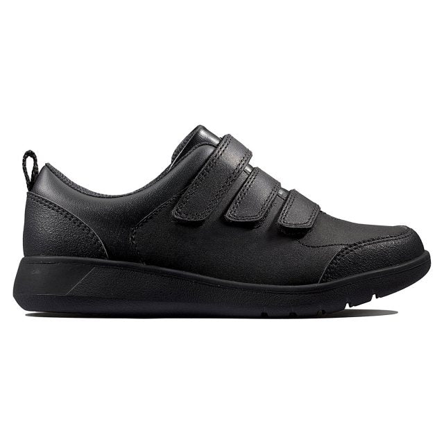 Clarks - Scape Sky Y - Black Leather - School Shoes