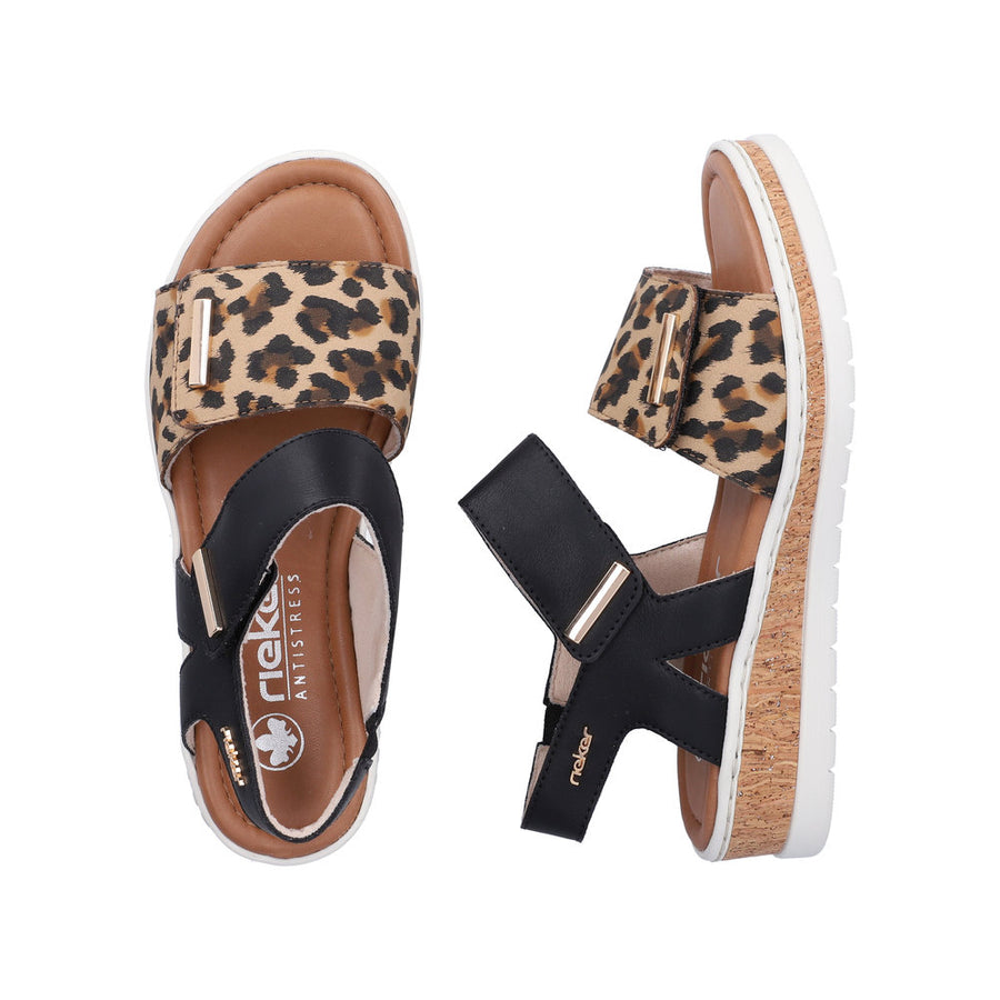 Rieker - V4181-00 - Beige/Schwarz - Sandals