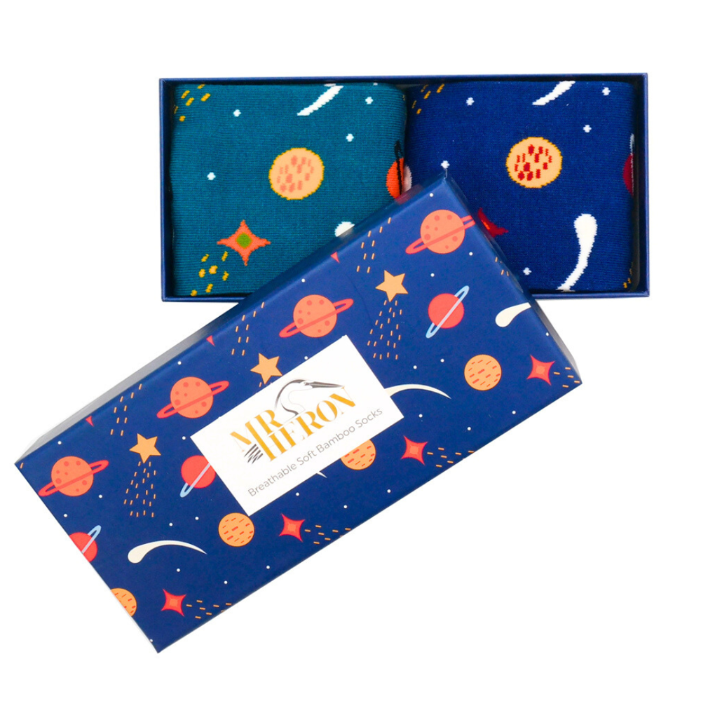 Miss Sparrow - Mr Heron Space Socks Box - Navy - Socks