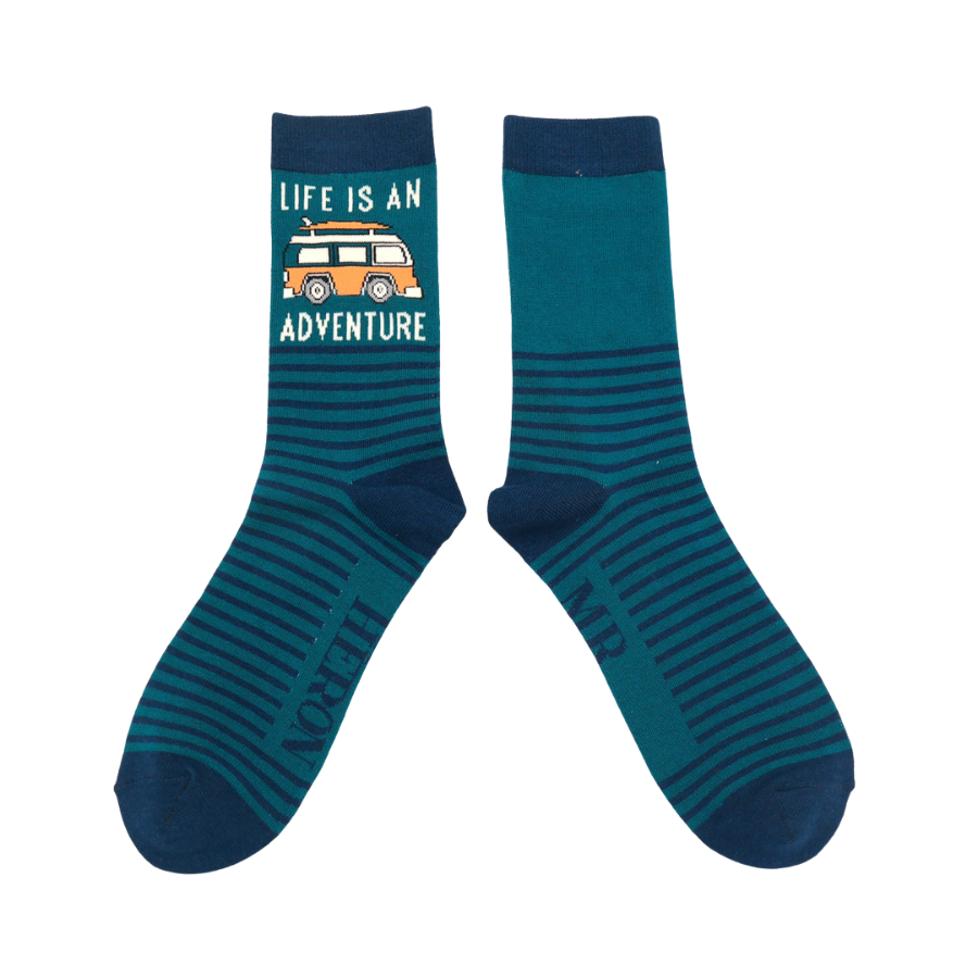 Miss Sparrow - Men's Adventure Van Socks - Teal - Socks