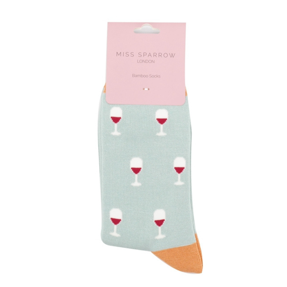 Miss Sparrow - Wine Glass Socks - Duck Egg - Socks