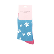 Miss Sparrow - SKS272 - Paw Prints Socks - Denim