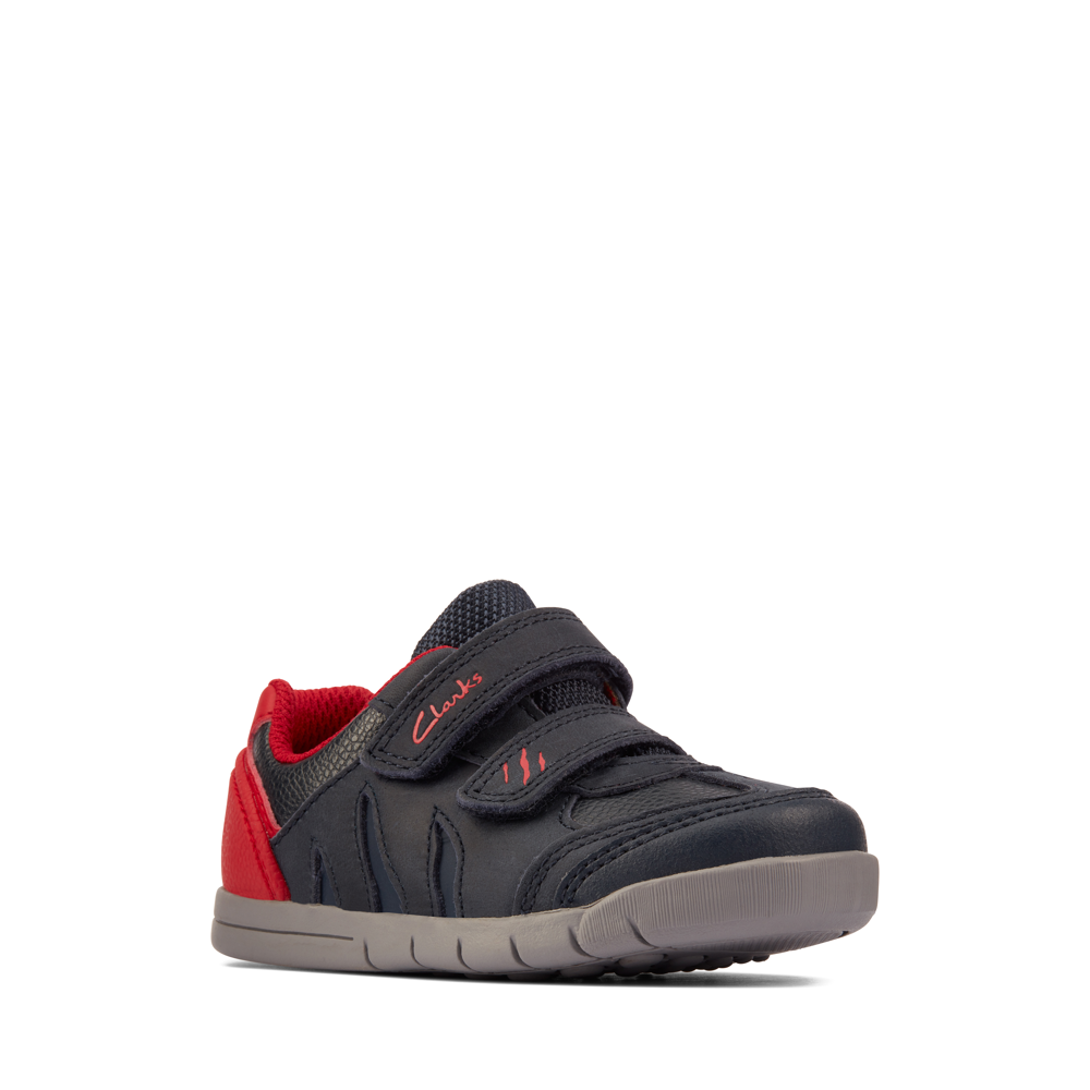 Clarks - Rex Play T - Navy/Red Leather - Shoes