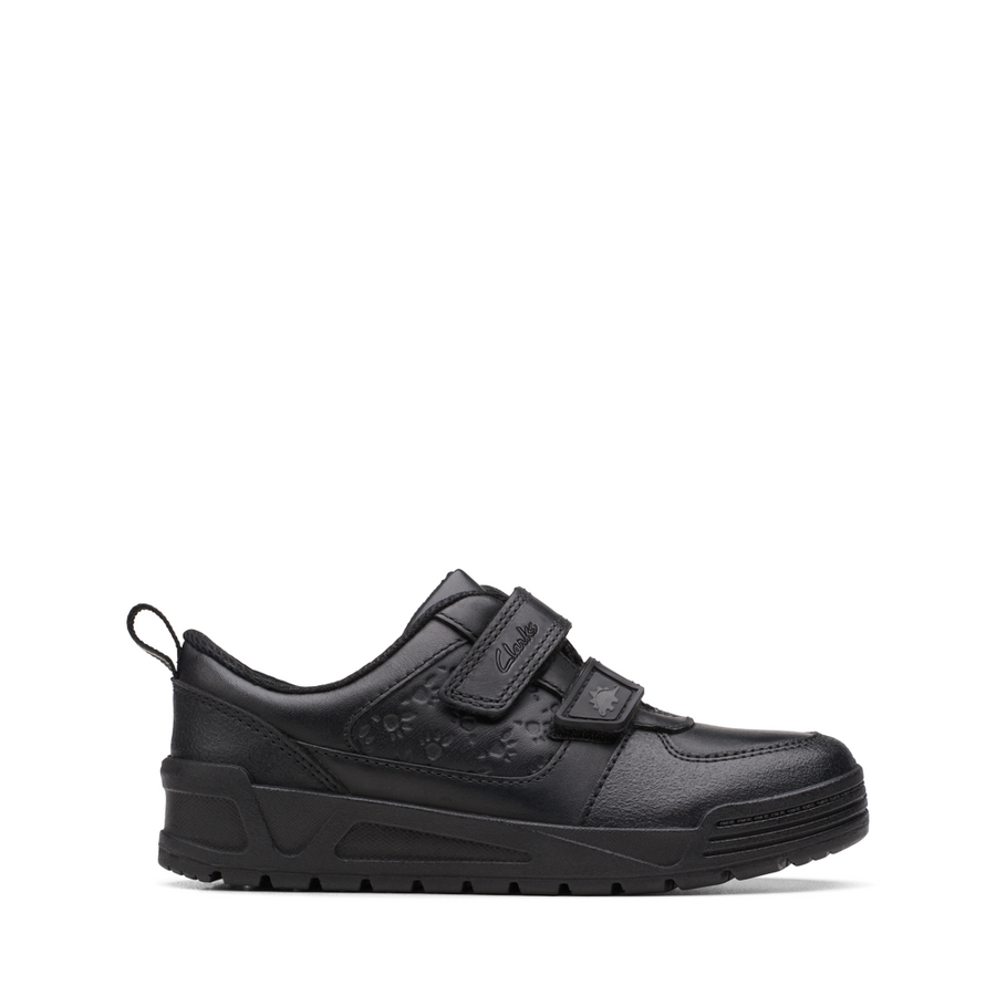 Clarks black discount velcro school shoes