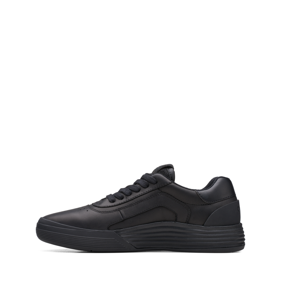 Clarks black sales leather trainers