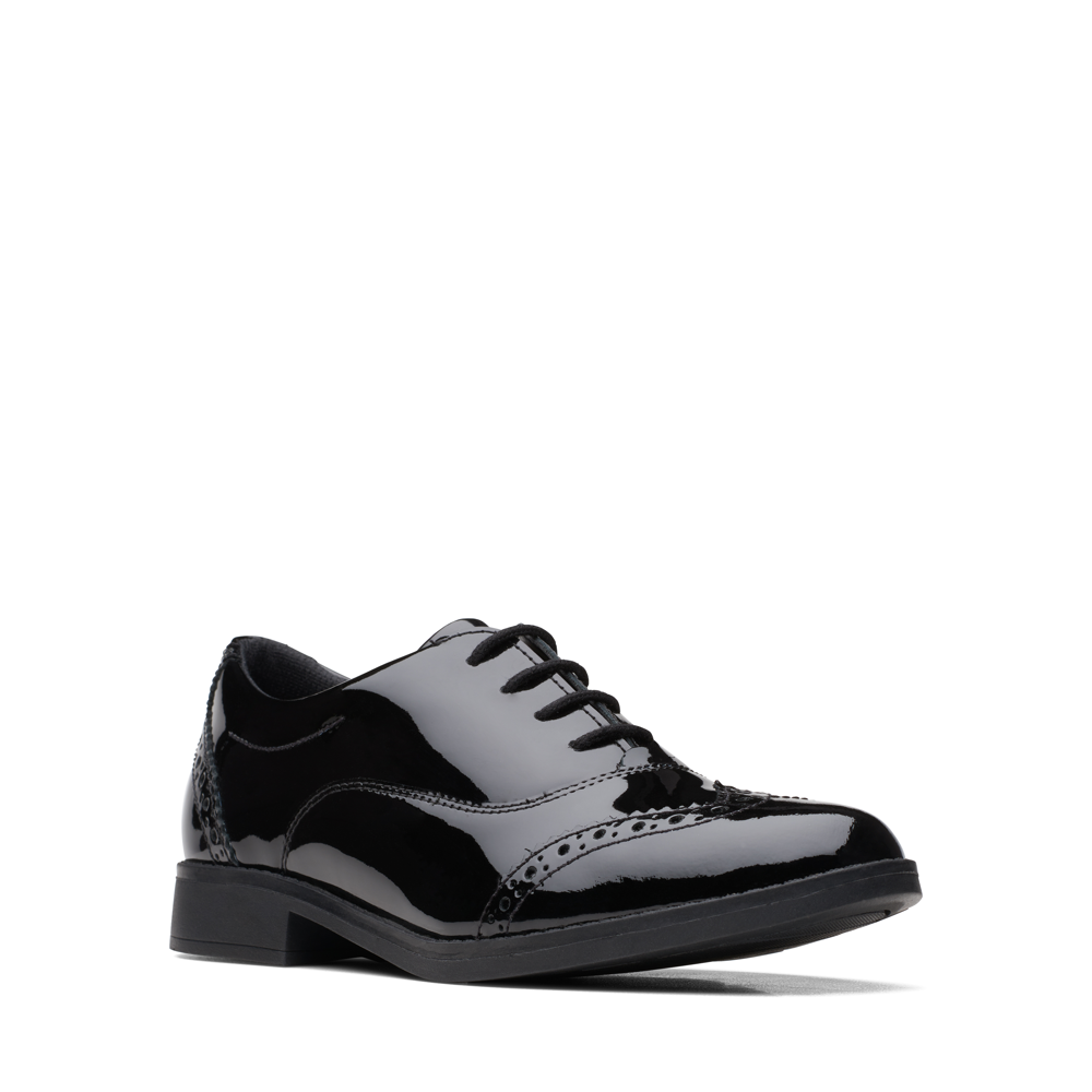Clarks - Aubrie Tap Y. - Black Pat - School Shoes