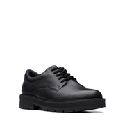 Clarks - Prague Lace Y. - Black Leather - School Shoes