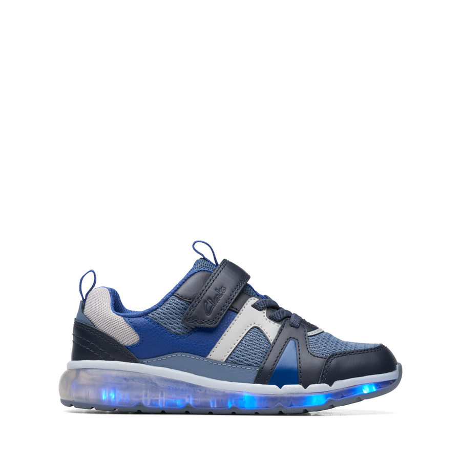 Clarks Spark Flash K Blue Combi Trainers