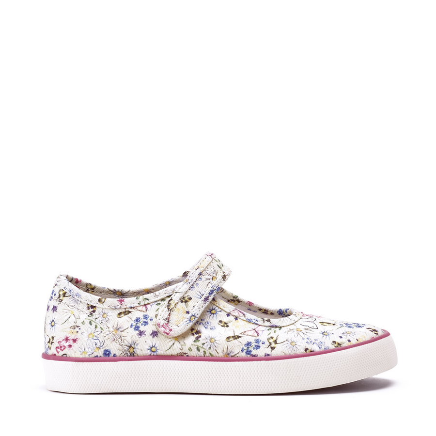 Start - Rite - Blossom Bees - Cream Floral - Canvas Shoes