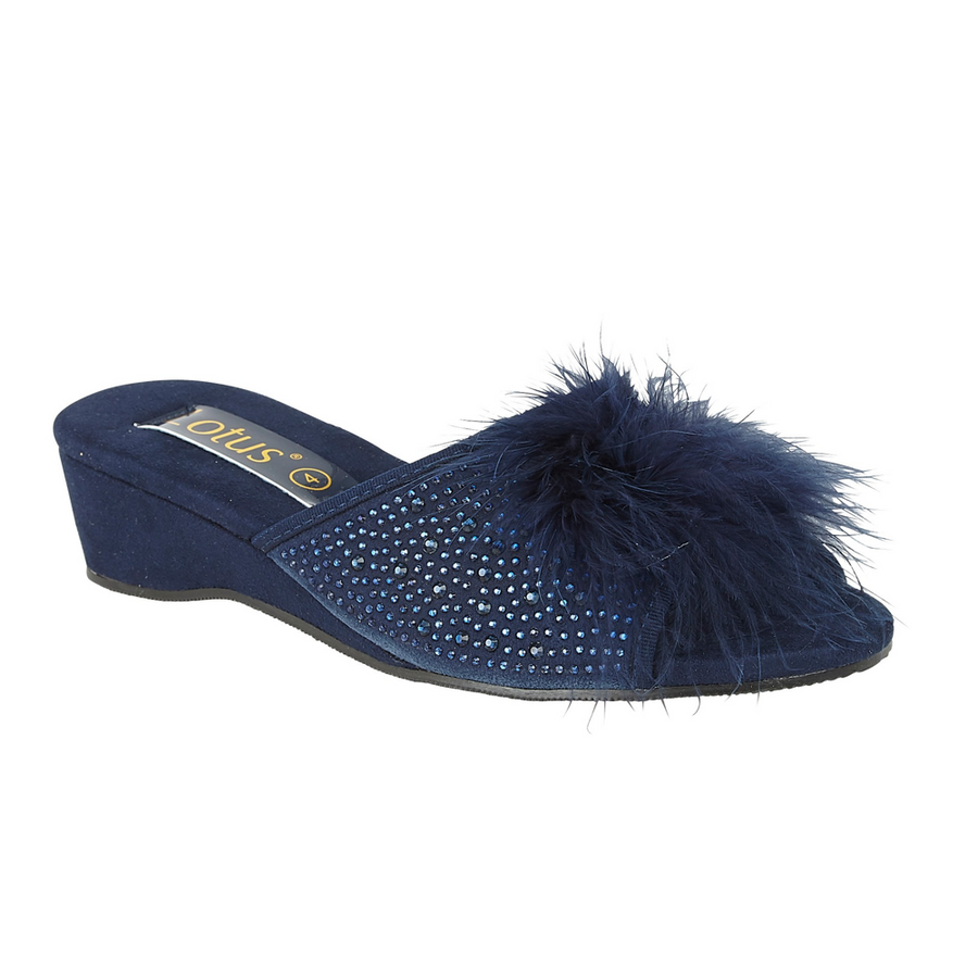 Lotus - Allure - Navy/Diamante - Slippers