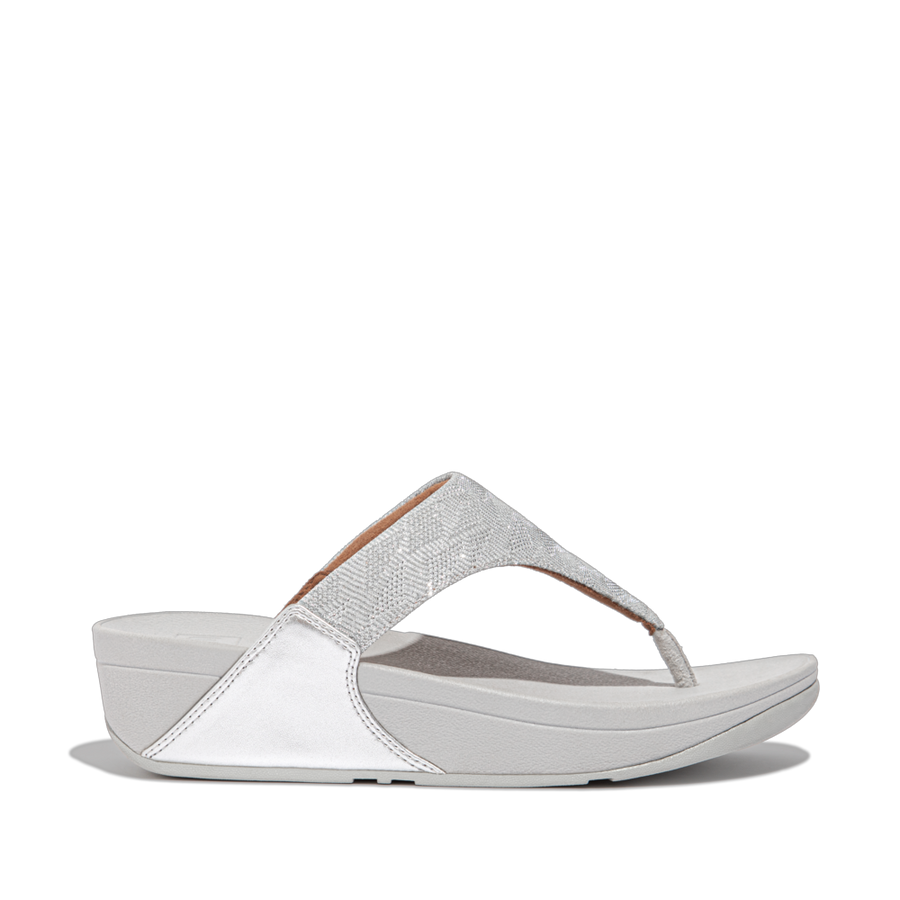 Fitflop - Lulu Glitz Toe-Post Sandals - Silver - Sandals